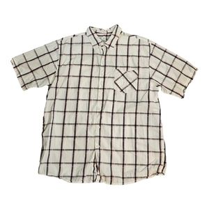 Honolua Hawaiian Plaid‎ Shirt Short Sleeve Men's XL Extra Large White Black Red